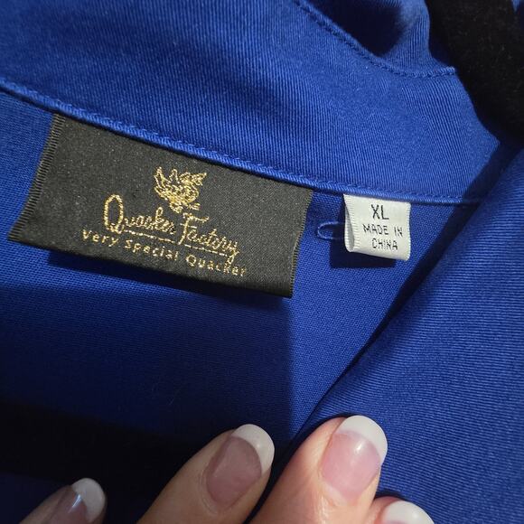 Vtg Quacker Factory Floral Embellished Denim Jacket Womens XL Blue Western Artsy - Picture 5 of 10